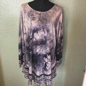 Tunic top with gold & silver studded details